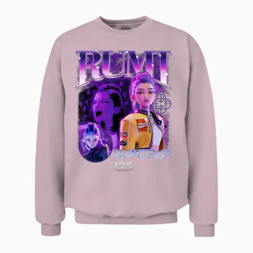 Kpop Demon Hunters Rumi Bootleg Officially Licensed Unisex Sweatshirt - Light Pink