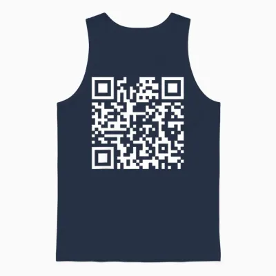 (2 Sides) Funny Qr Fck You Code Middle Finger Saying Quote Unisex Tank Top - Navy