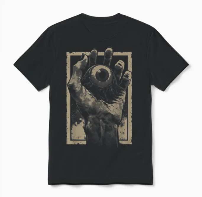 Scary Horror Hand Eye Weirdcore Gothic Occult Trippy T-Shirt, Black, S Unisex T-Shirt in Black