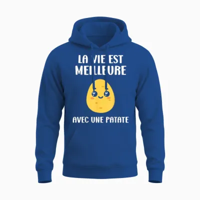 Funny Cute Potatoes Life Is Better with a Potato T-Shirt, Black, S Unisex Hoodie - Royal