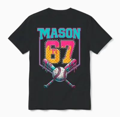 Trendy Mason 67 Mem Ice Cream Drip Baseball Birthday Costume Unisex T-Shirt - Black