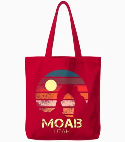 Moab Utah Retro Vintage Tote Bags - Red
