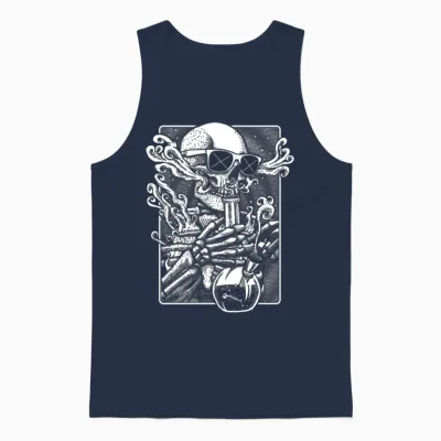 Bong Skeleton - White Unisex Tank Top - Navy