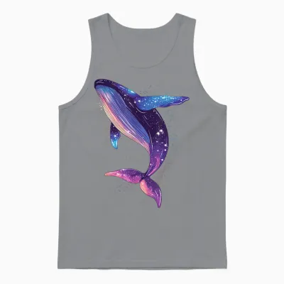 Colorful Whale in the Starry Sky T-Shirt, Black, S Unisex Tank Top - Sport Grey