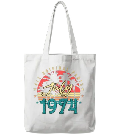 Retro 1974 July Tote Bags - White