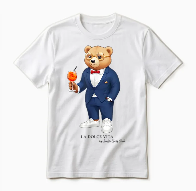La Dolce Vita X Teddy Bear Costume T-Shirt, Black, S Unisex T-Shirt in White