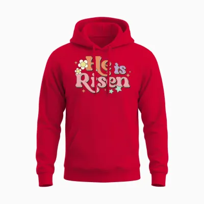 Retro Easter He Is Risen Unisex Hoodie - Red