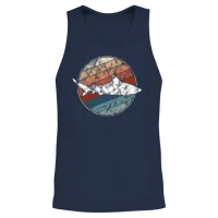 Shark in Retro Style Unisex Tank Top - Navy – 2