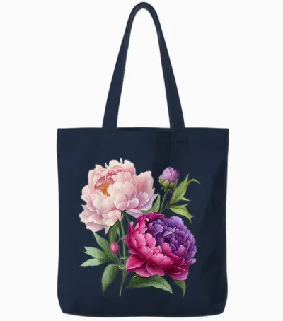 Pfingstrosen Blumen Aquarell Lavendel Lila Pfingstrosen Rosa Pfingstrose Tote Bags - Navy