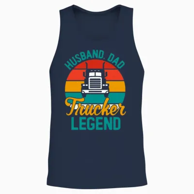 Retro Vintage Trucker Dad Unisex Tank Top - Navy