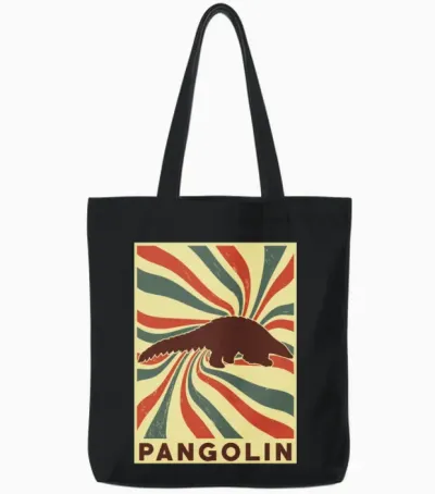 Pangolin Retro Vintage Tote Bags - Black