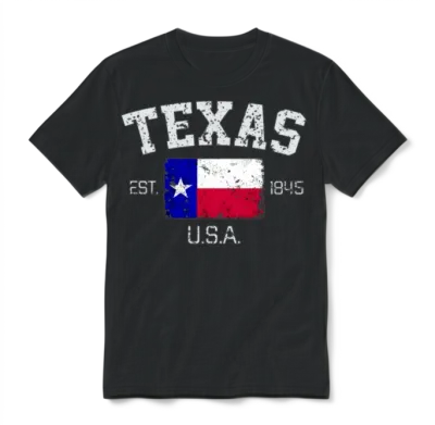 Vintage Texas Austin Est 1845 Souvenir Gift Unisex T-Shirt - Black