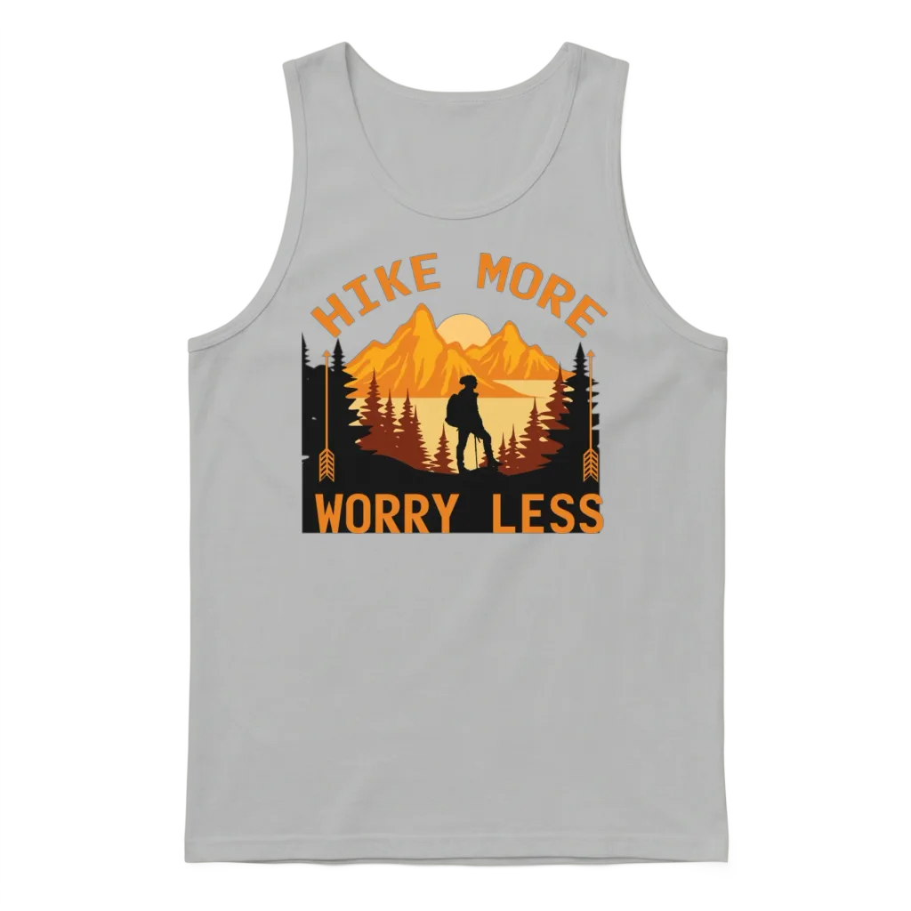 Hike More Worry Less Hiking Camping Mountains Wild Unisex Tank Top - Ash