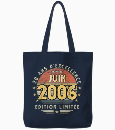 Juin 2006 Cadeau Anniversaire Juin 2006 20 Ans Homme Femme Tote Bags - Navy