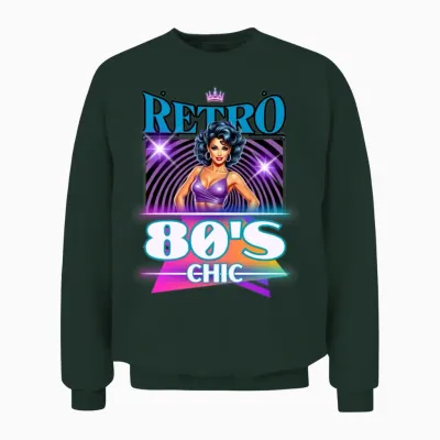 Retro 80's Chic Star Gd Unisex Sweatshirt - Forest