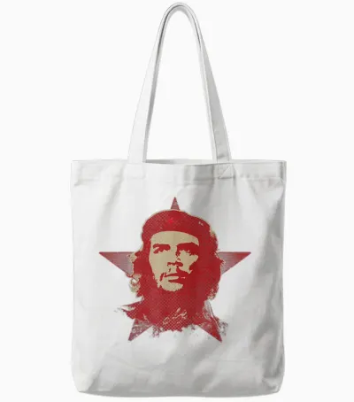 Red Che Guevara Guerrilla Star Cuban Revolution Heritage T-Shirt, Black Tote Bags - White
