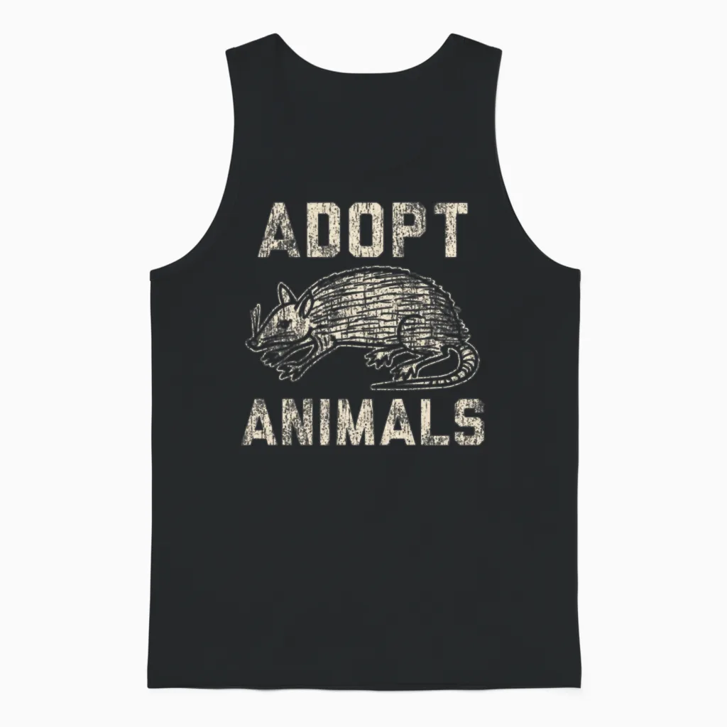 Adopt Animals Funny Unisex Tank Top in Black