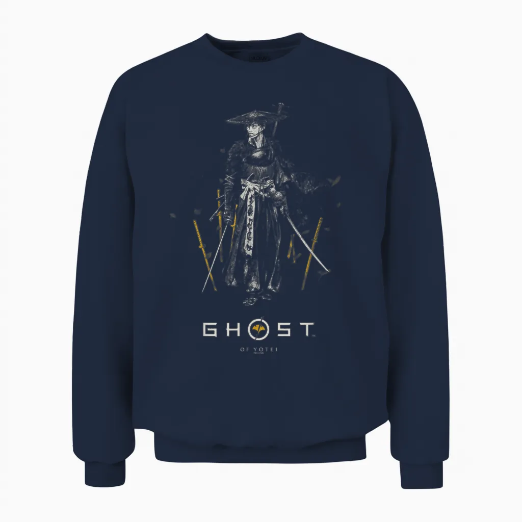 Atsu Collage with Kanji Video Game Unisex Sweatshirt in Navy
