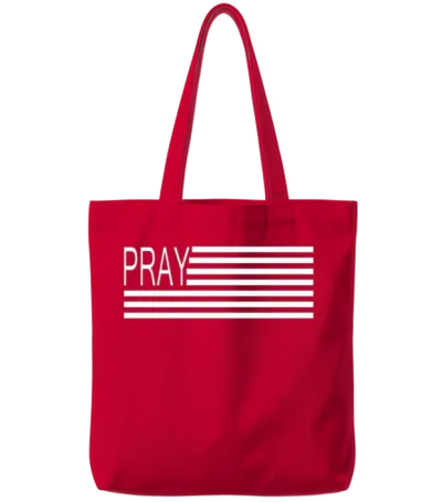Pray Flag Kirk Cameron's Campfire Revival Prayer Tote Bags - Red