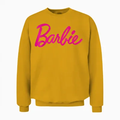 Barbie Official Barbie Logo Ladies T-Shirt, Black Unisex Sweatshirt - Gold