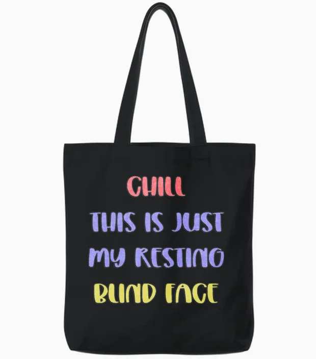 Resting Blind Face Tote Bags in Black