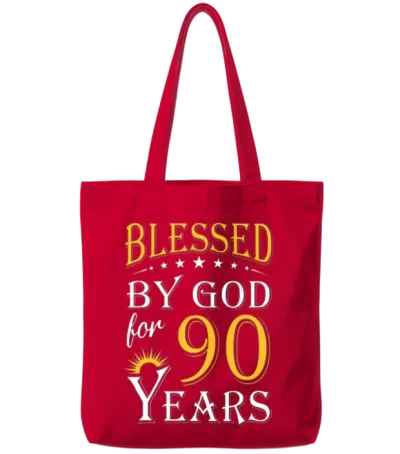 Vintage by God for 90 Years Happy 90th Birthday Tote Bags - Red