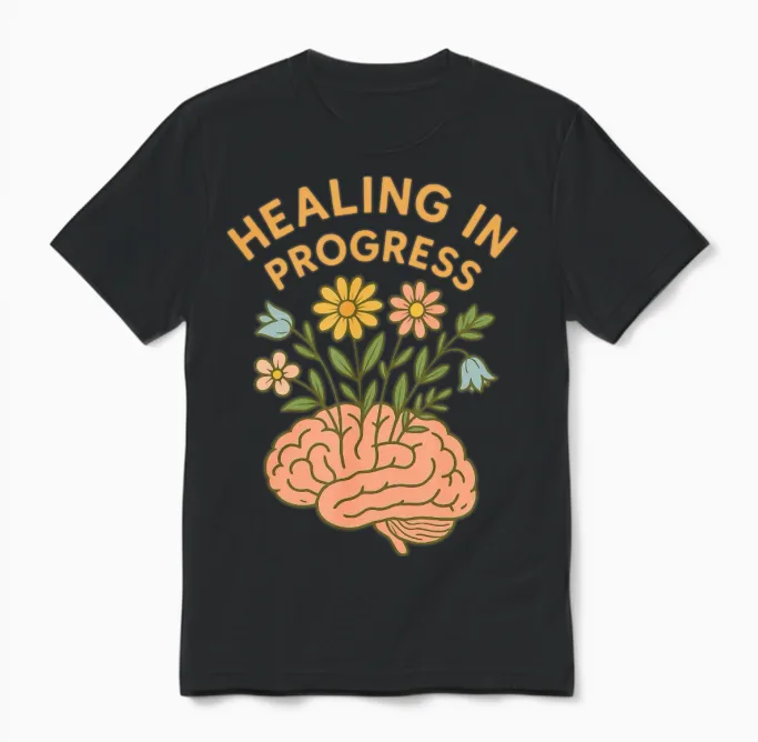 Healing in Progress - Mental Health Awareness Unisex T-Shirt in Black