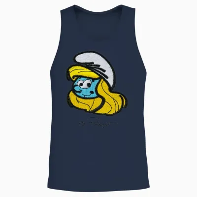 Smurfs Design with Smurfette Unisex Tank Top - Navy
