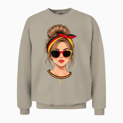 Messy Bun Deutsche Mädchen Deutschland Flagge Sonnenbrille Sommer Unisex Sweatshirt - Sand