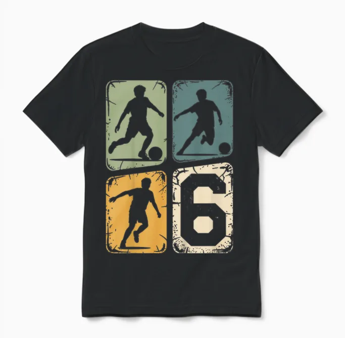 6. Geburtstag Junge Fußball Ball Jungs Fußballer 6 Jahre Unisex T-Shirt in Black