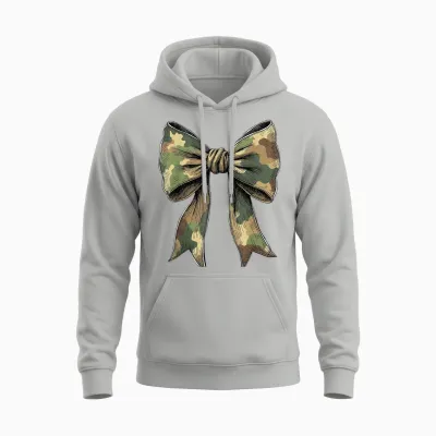 Camouflage Camo Bow Girls Camo Coquette Bow Hunting Women Unisex Hoodie - Ash