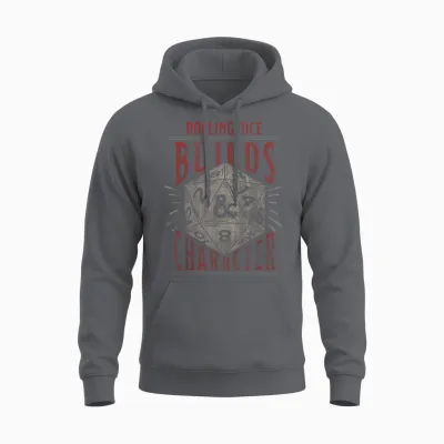Dungeons & Dragons Rolling Dice Builds Character Short Sleeve Unisex Hoodie - Charcoal