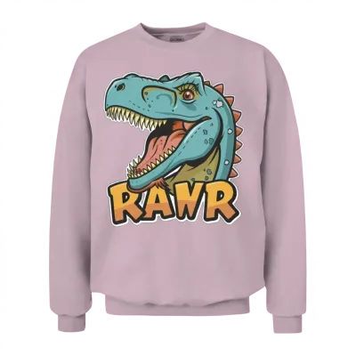 Dino Rawr Unisex Sweatshirt - Light Pink