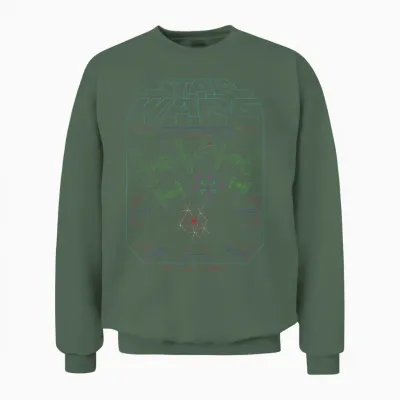 Star Wars Space Fight Vintage Arcade Graphic Unisex Sweatshirt - Military Green