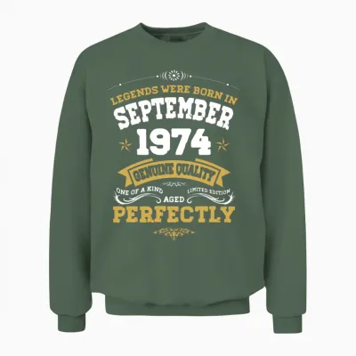 Vintage Aged to Perfection September 1974 Unisex Sweatshirt - Military Green