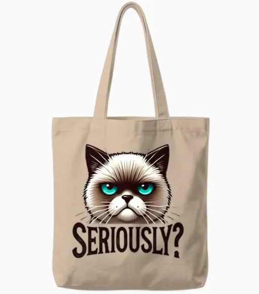 Grumpy Cat Funny Seriously Funny Design Tote Bags - Natural