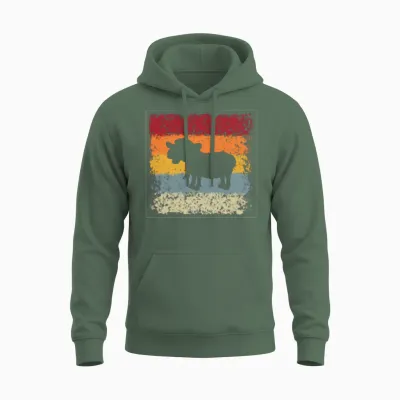 Sheep Retro Unisex Hoodie - Military Green