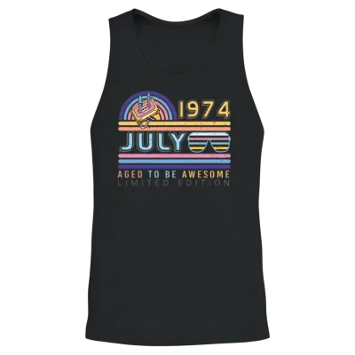 1974 July Retro Unisex Tank Top - Black