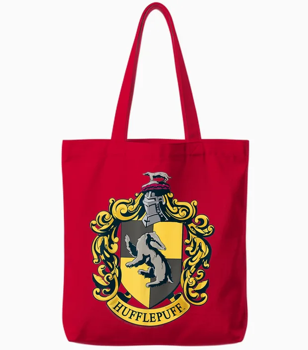 Harry Potter Hufflepuff House Crest Tote Bags in Red