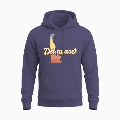 Delaware Retro Unisex Hoodie - Heather Sport Dark Navy