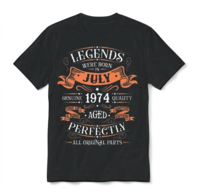 1974 in July Retro Unisex T-Shirt - Black