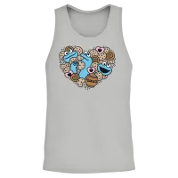 Sesame Street Design Heart Cookie Monster Unisex Tank Top - Ash – 2