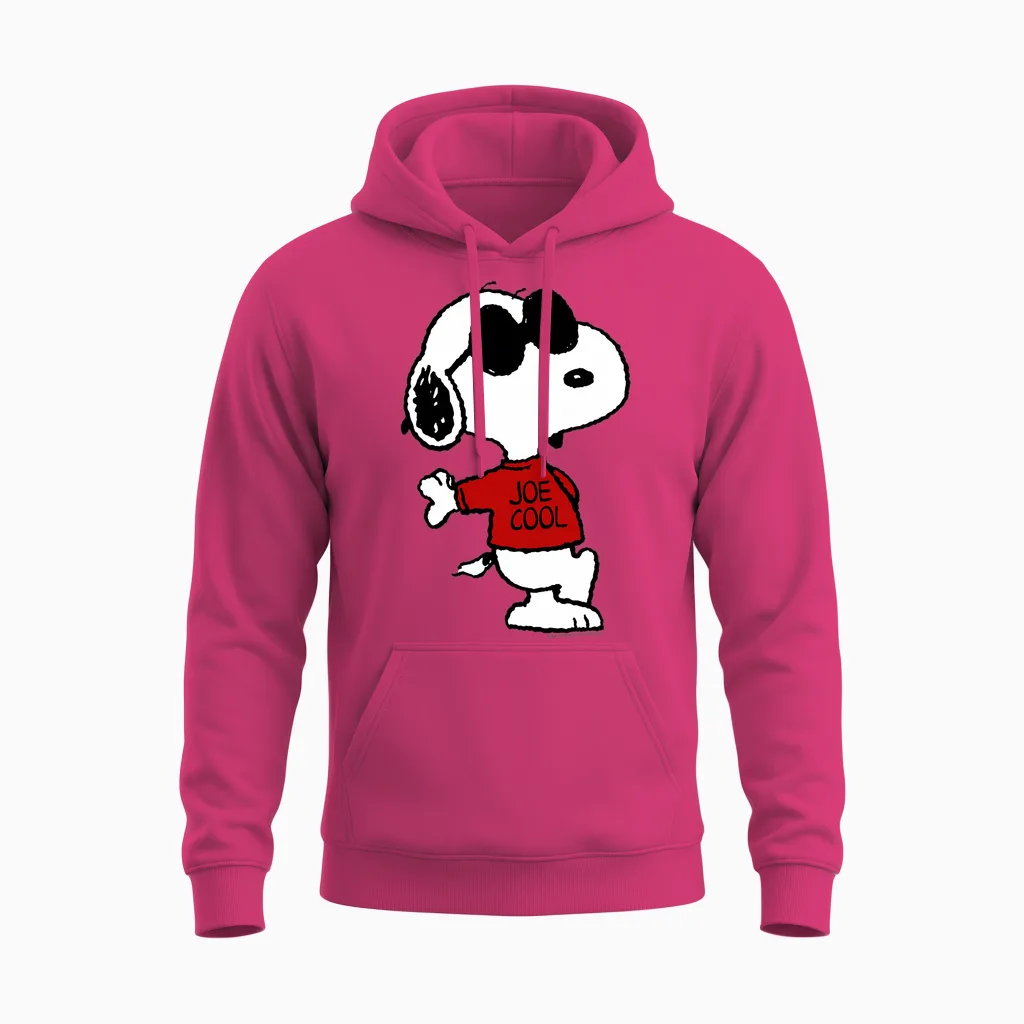 Peanuts Snoopy Joe Cool Old School Comic Geek Années 80 90 Rétro Manche Longue Unisex Hoodie in Heliconia