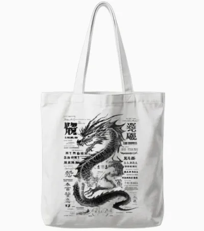 Drachen Streetwear Aesthetic Retro Mode Dragon Damen Herren Tote Bags - White