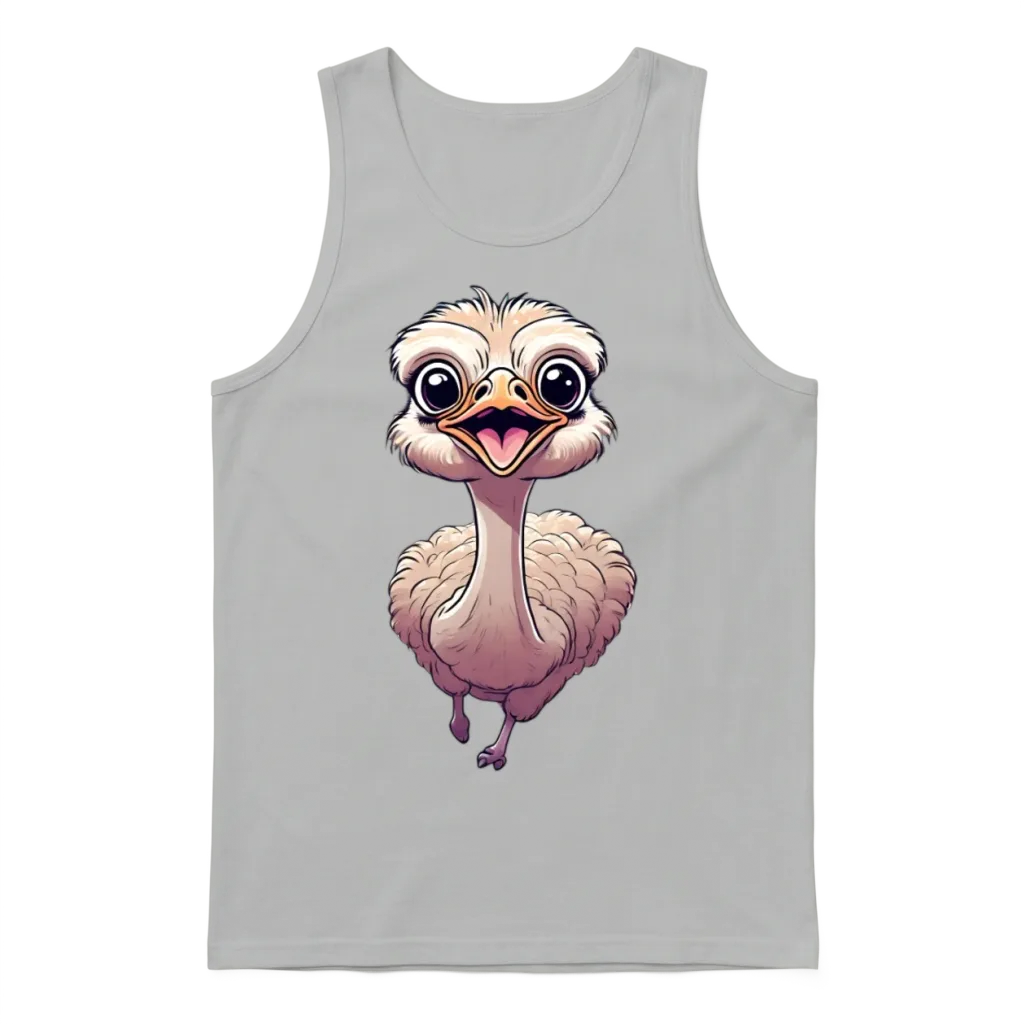 Cute Ostrich Run with Smiling Face Unisex Tank Top - Ash