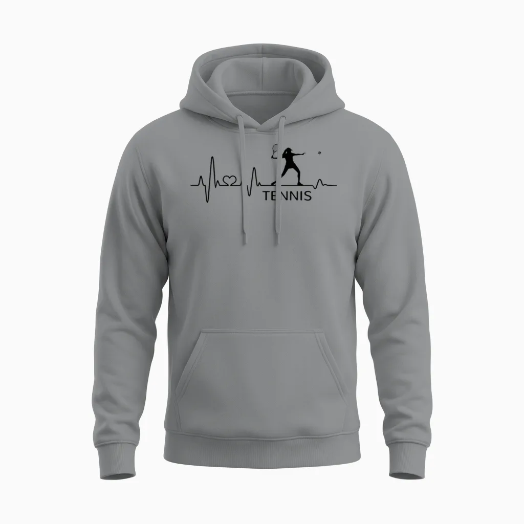 Tennis Tennis Player Gift Heartbeat Women's Girls T-Shirt, Gray Unisex Hoodie in Sport Grey
