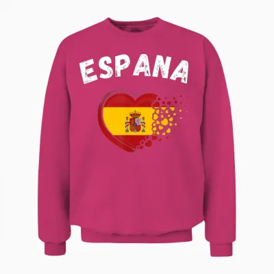 Espana Flag Espana Heart Outdoor Travel Spanish Spain T-Shirt, Black, S Unisex Sweatshirt - Heliconia