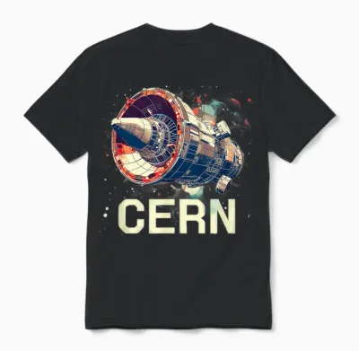 Cern Large Retro Hadron Collider T-Shirt, Black, S Unisex T-Shirt - Black