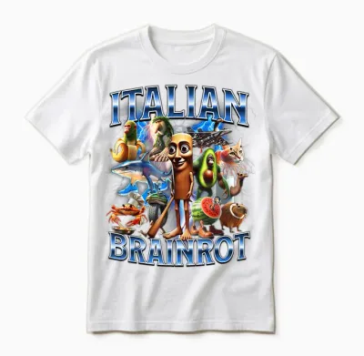 Funny Italian Brainrot Unisex T-Shirt - White
