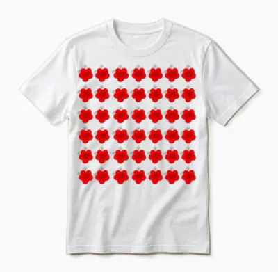 Retro Red Floral Pattern Unisex T-Shirt - White